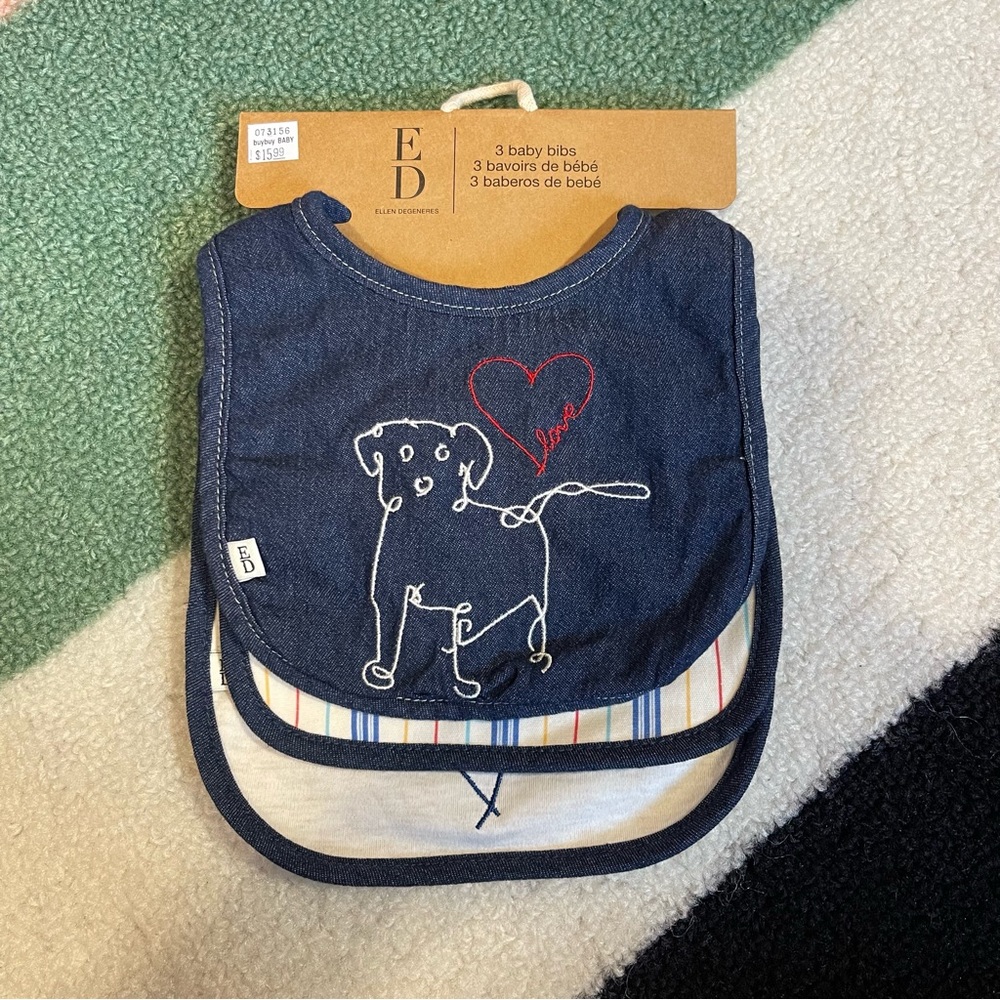👶 3Pk ED by Ellen Degeneres Baby Bibs - Picture 2 of 4